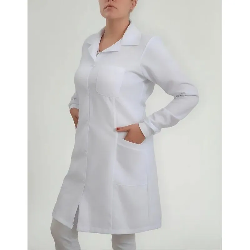 10x Jaleco Enfermagem Manga Longa Branco Com Punho