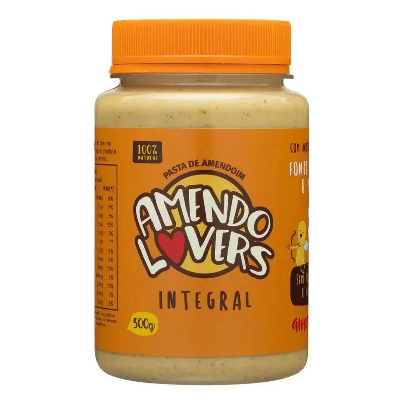 5x Pasta De Amendoim Integral Amendo Lovers Pote 500g