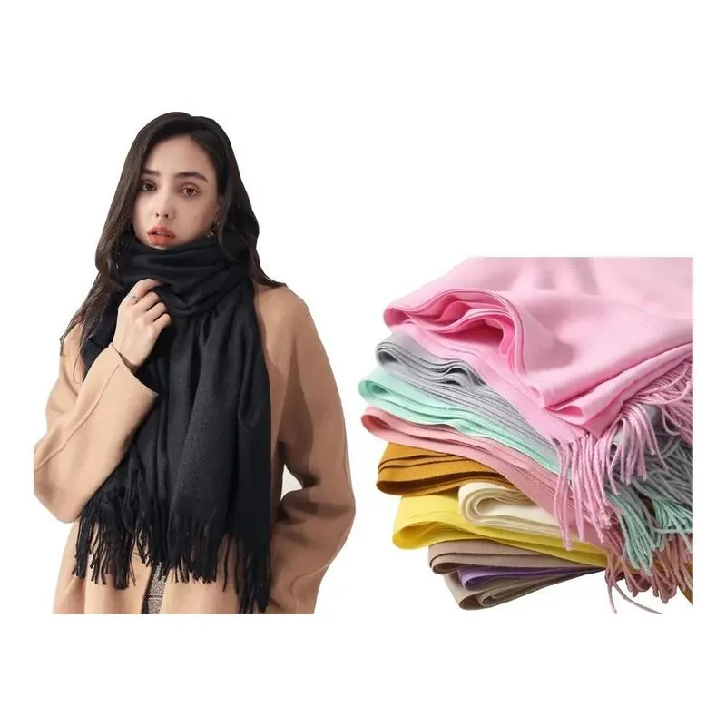 3x Echarpe Cachecol Lenço Xale Lisa Grande Masculino Feminin