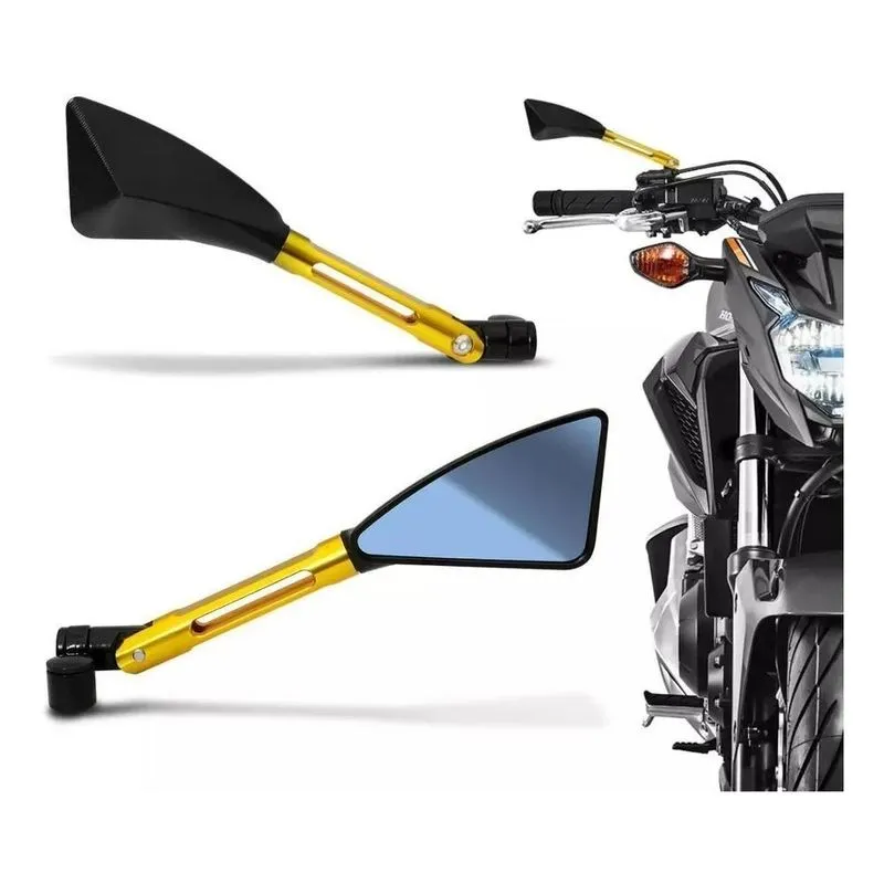 Retrovisor Tomok Rizoma Alumínio Hornet Xj6 Cb Dourado/pret