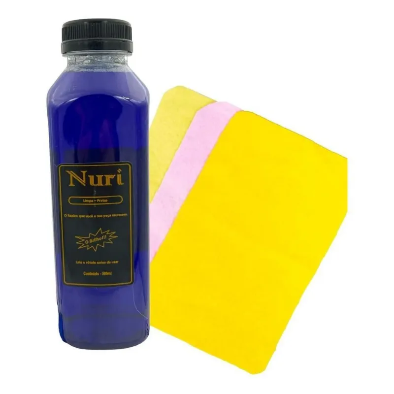 Limpa Joias Prata Nuri 300 Ml Limpeza Polimento + 1 Flanela
