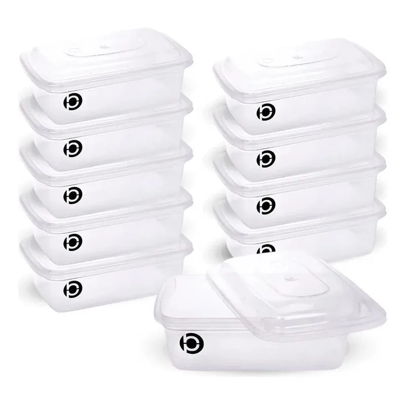 5x Pote Marmita Mantimentos Fit Microondas Kit 10 Un. 750ml