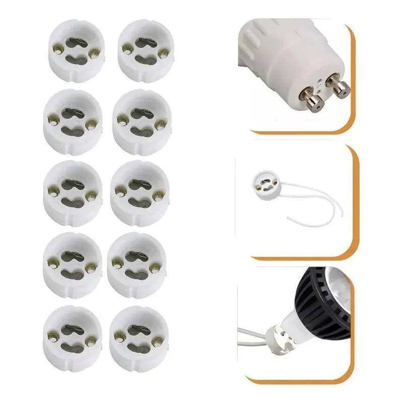 10x 10 Soquete Com Rabicho Para Dicroica Gu10 Led E Halógena