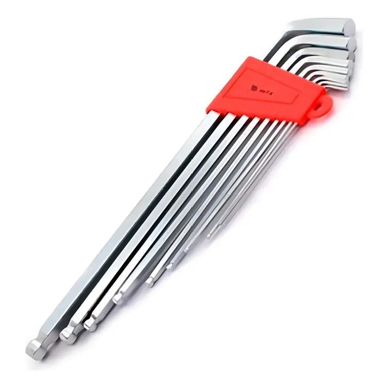 2x Jogo Chave Allen Abaulada Extra Longa 1,5 A 10mm 9 Peças