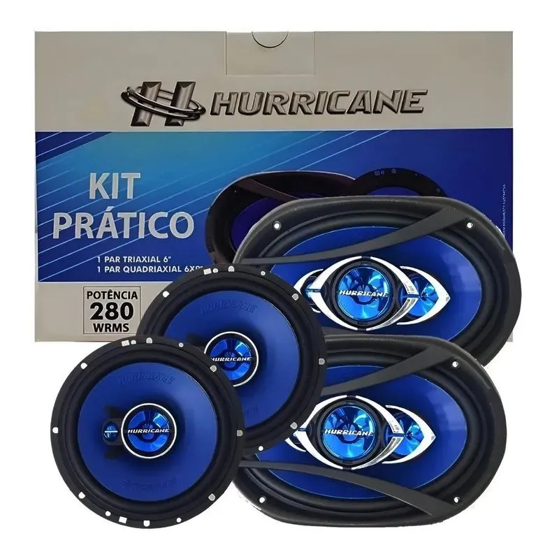 Kit Fácil Falante Hurricane 6 + 6x9 280w Rms Prático Som Cor