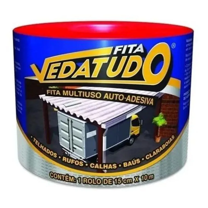 5x Manta Asfaltica Aluminizada Telhado Auto Adesiva - 15cmx1