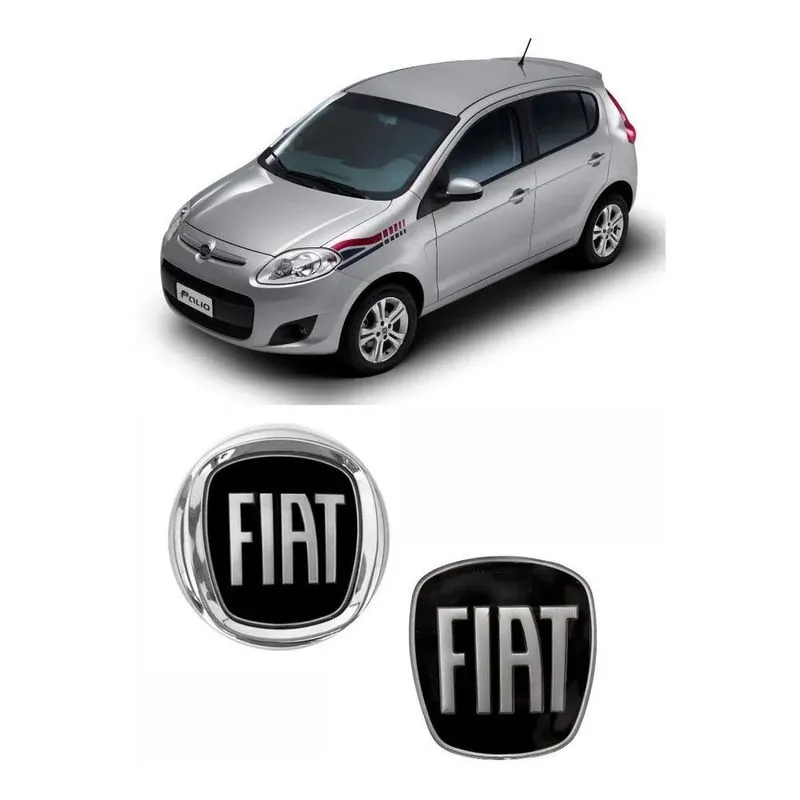 Kit 2 Emblemas Fiat Preto Novo Palio Attractive 1.4