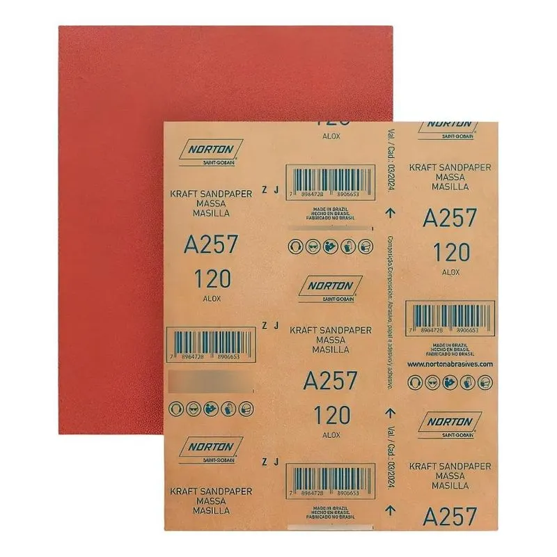 Lixa A257 Massa Madeira Parede Grão 40 Ao 220 Com 10 Folhas