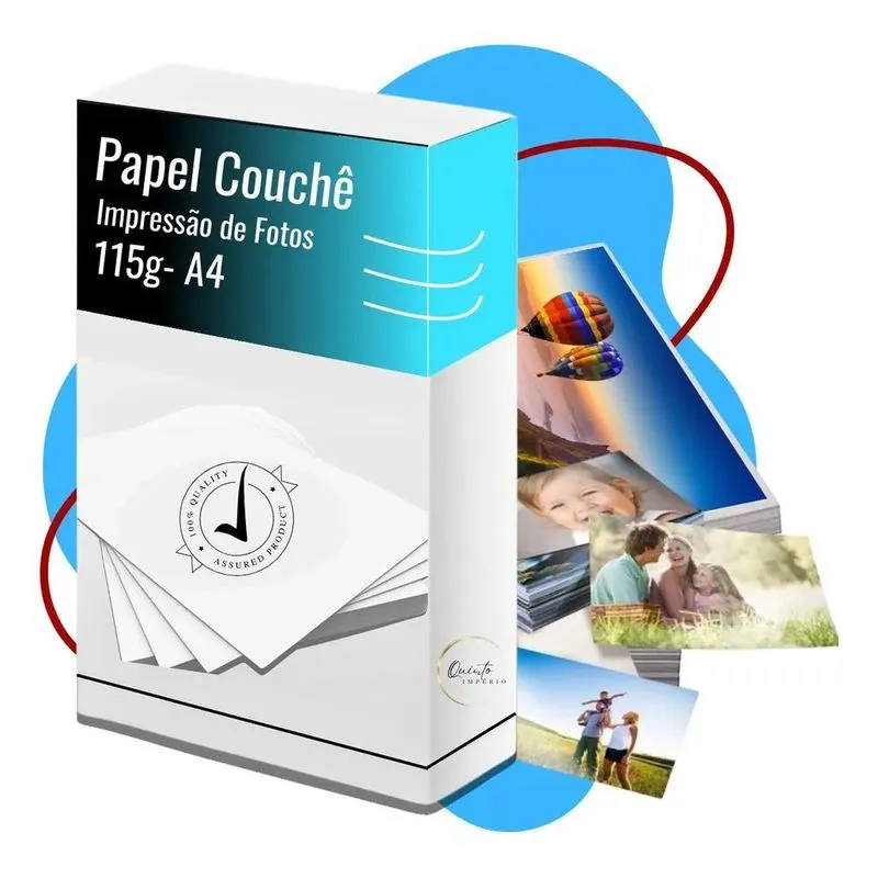 10x Papel Couche 115g Fotográfico A4 250 Folhas Brilho Foto