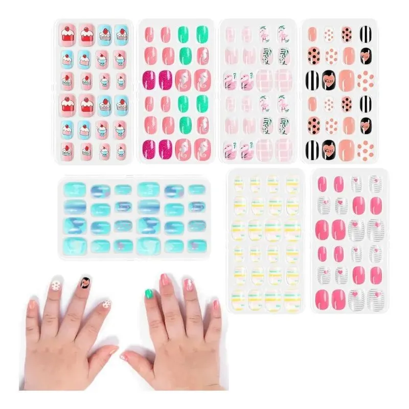 3x Kit 120 Unhas Postiças Kids Infantil Teen Decoradas Esmal