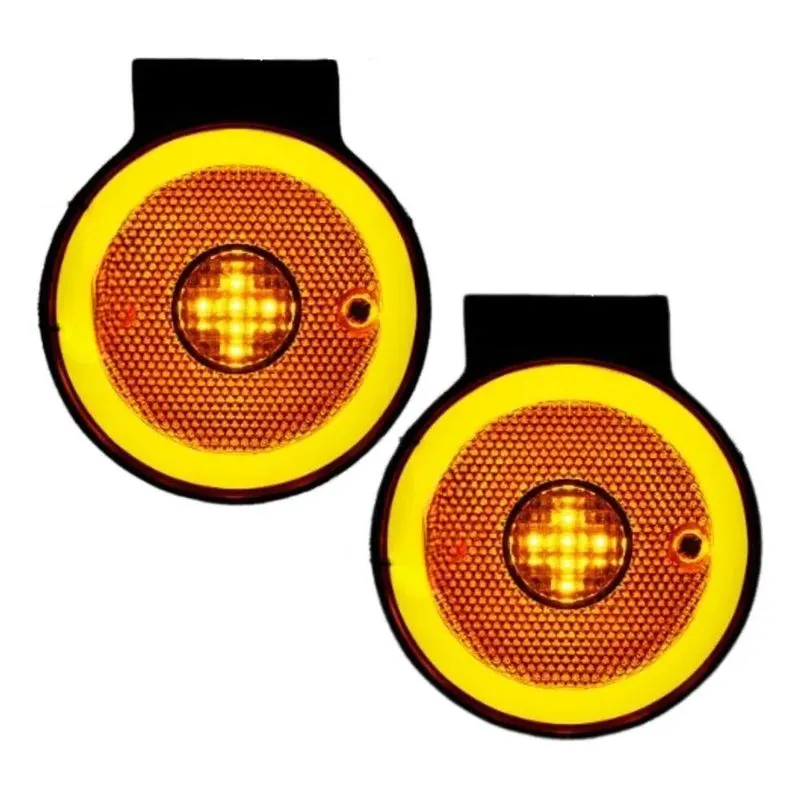 Kit 2 Lanterna Led Foguinho Lateral Carreta Suporte Ambar