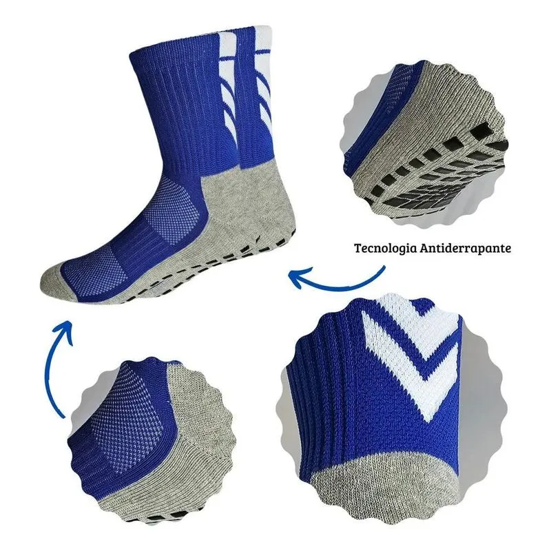 10x Kit 6 Pares Meia Antiderrapante Futebol Esportiva Acade