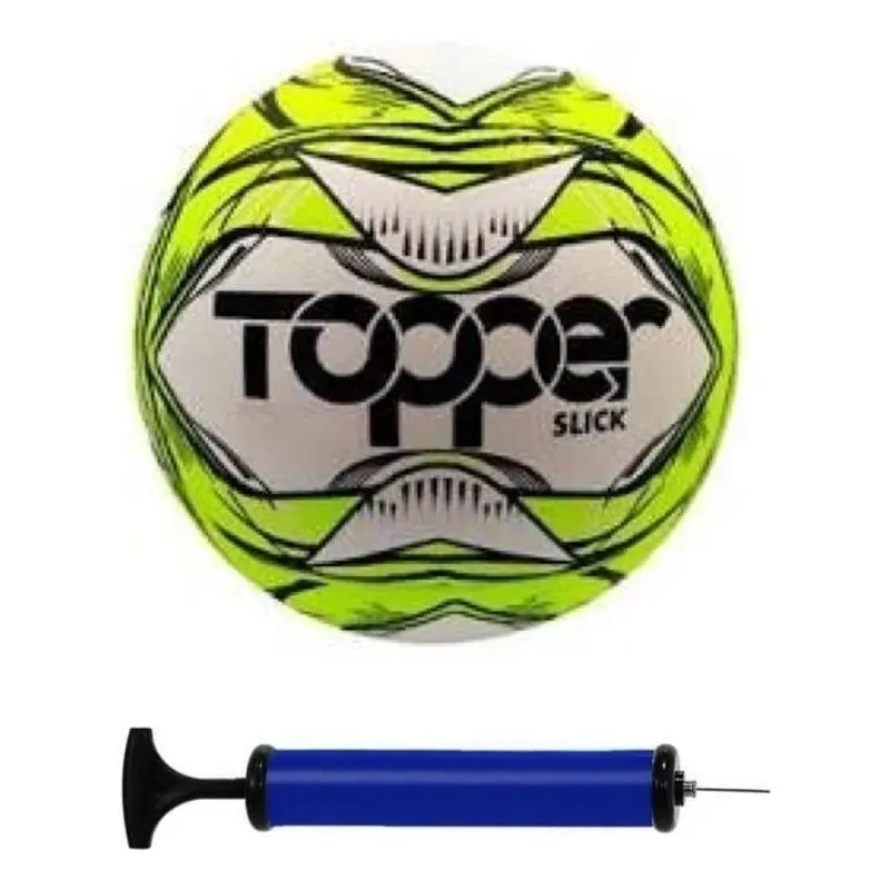 3x Bola Futebol Campo Topper Slick + Bomba De Ar - Amarela C