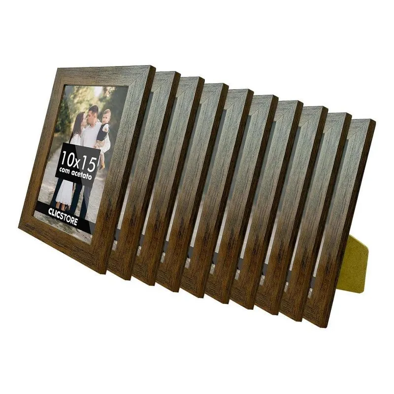 Kit 10 Moldura Porta Retrato 10x15 A6 Mesa Quadro C Acetato