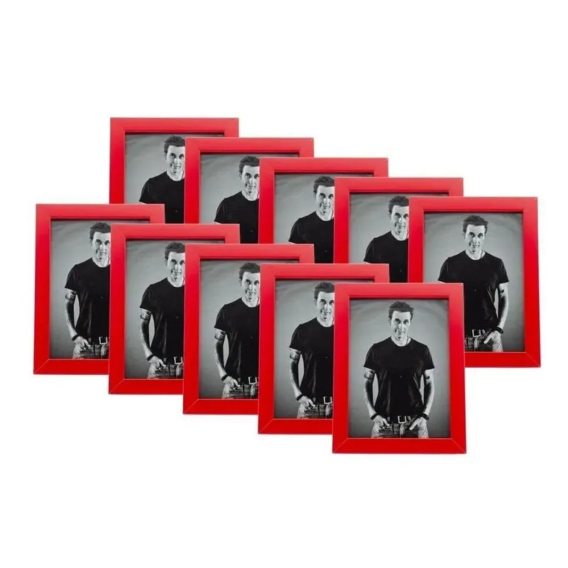 Combo De 10 Porta Retratos 10x15 Mesa Ou Parede Aconc Vermel