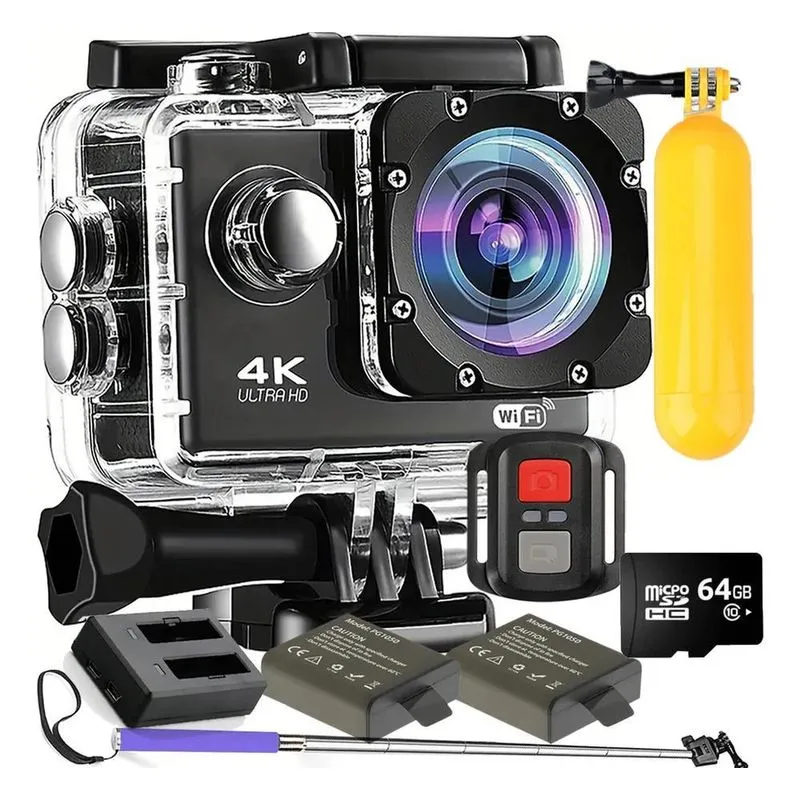 Câmera Sport 4k M10 Wifi+ 64gb+ Baterias+ Carrega Monopod Ro