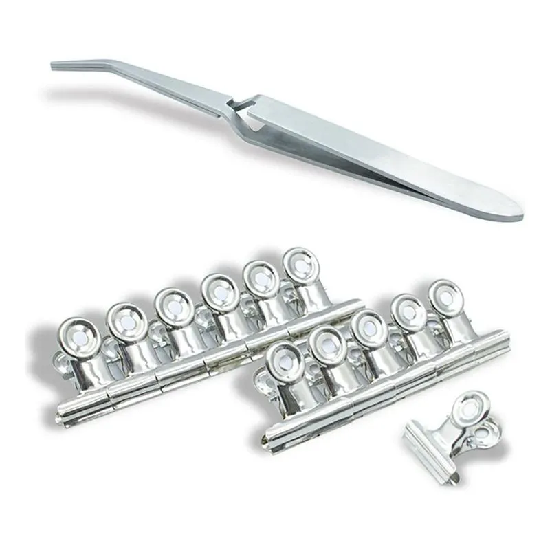 10x Kit Pinça Curvatura C + 12 Presilhas Unhas Gel Fibra Ac