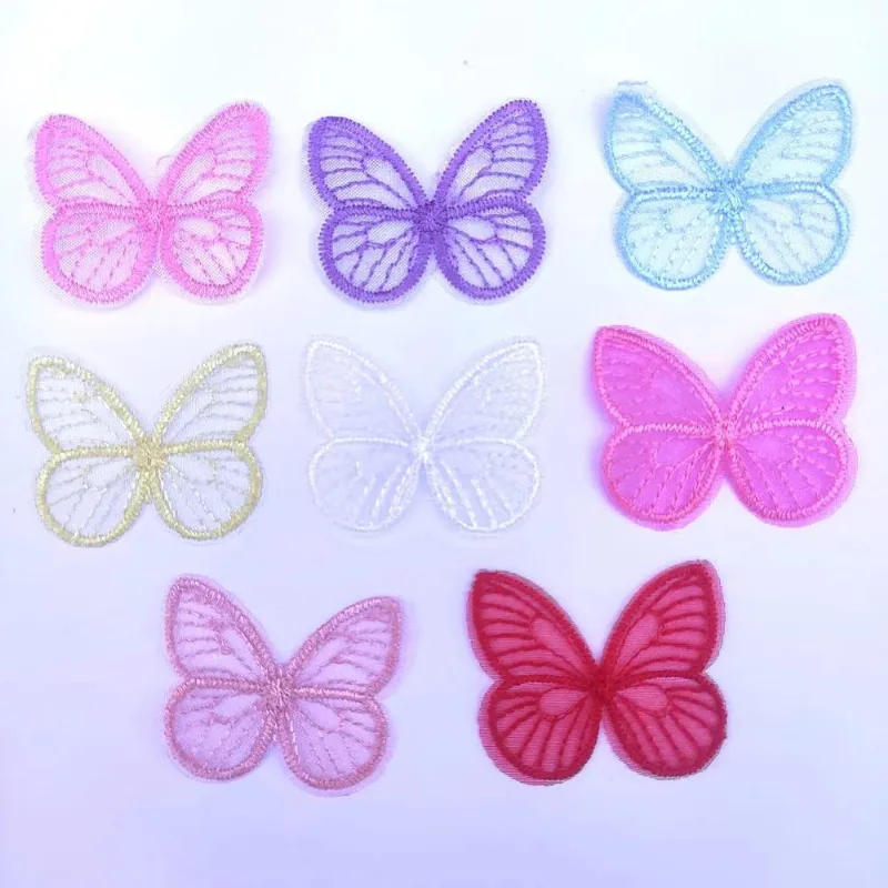 2x Aplique Borboleta Organza Tecido 4x3,7cm Kit Com 50 Unida