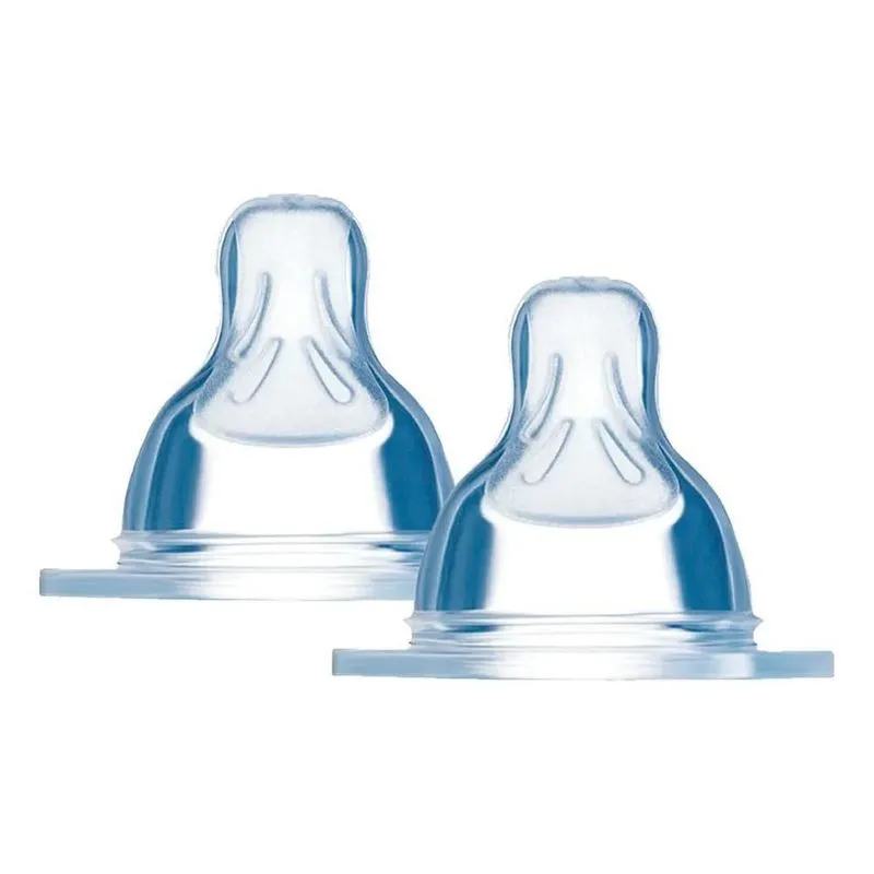 5x Kit 2 Bicos De Silicone Para Mamadeira 2m+ Fluxo Médio Ma