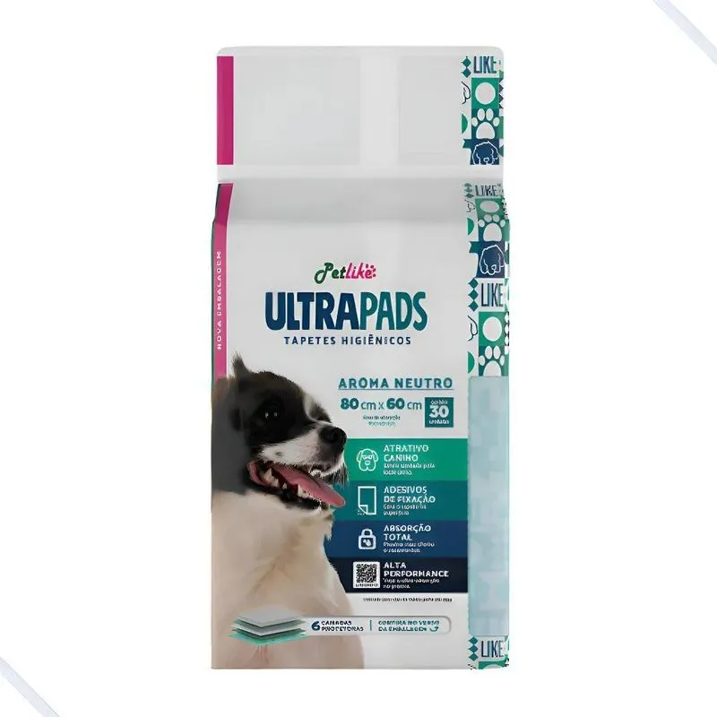 Tapete Higiênico Cães Ultra Pads Natural 80cmx60cm 30und
