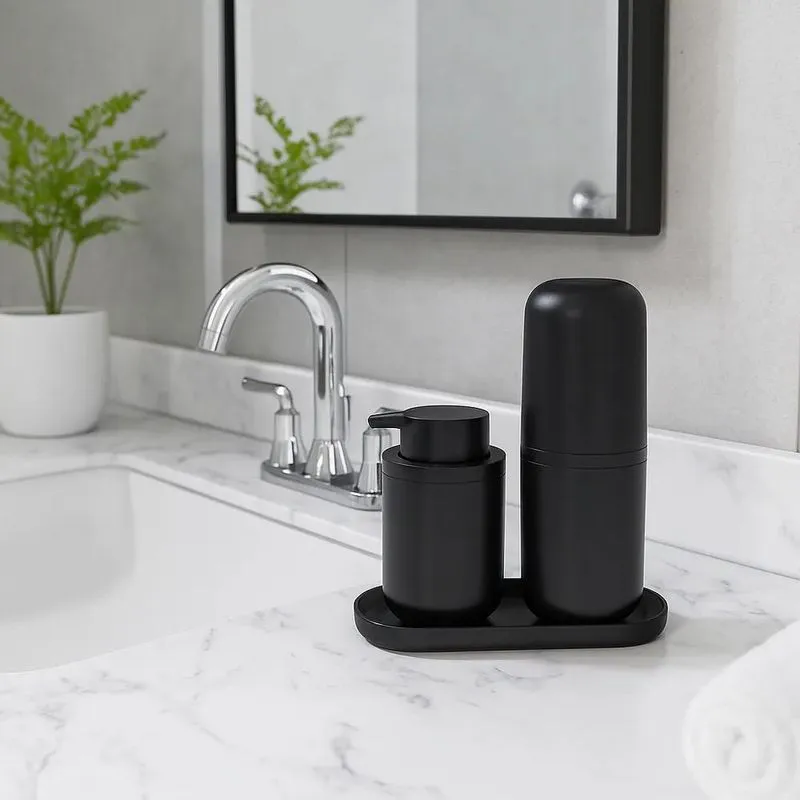 Porta Sabonete Líquido Kit Banheiro 3pçs Porta Escova La Pre