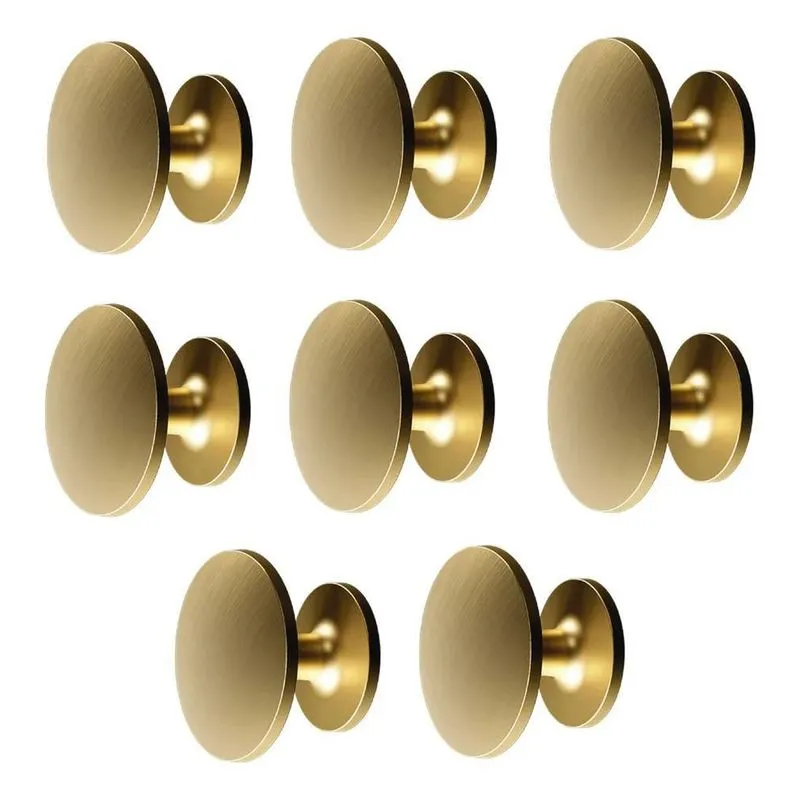 8 Puxadores Ponto Redondo Para Móveis Dourado Escovado