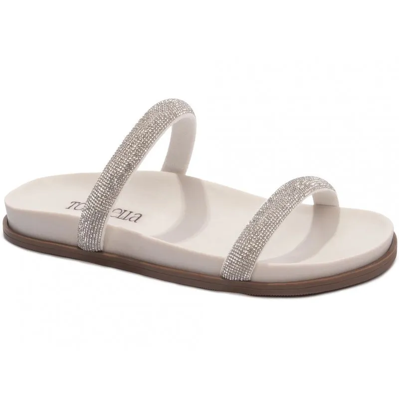 Sandália Papete Birken Rasteira Feminina Strips Strass Torricella