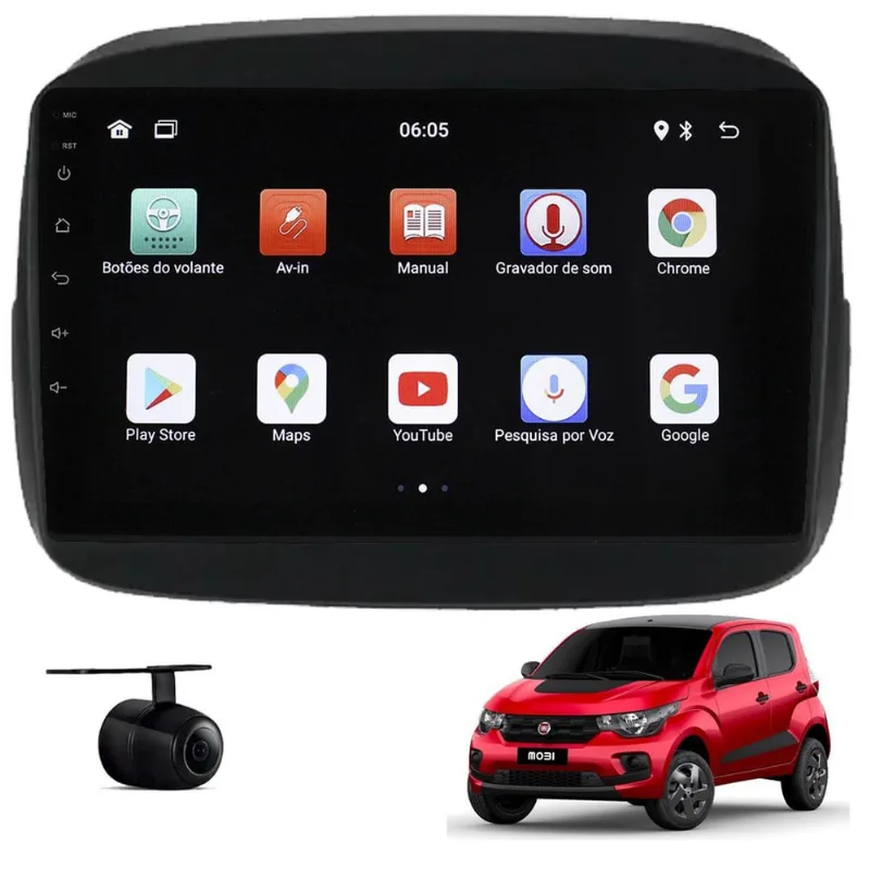 Central Multimídia Android 9 Pol Fiat Mobi 2017 A 2023