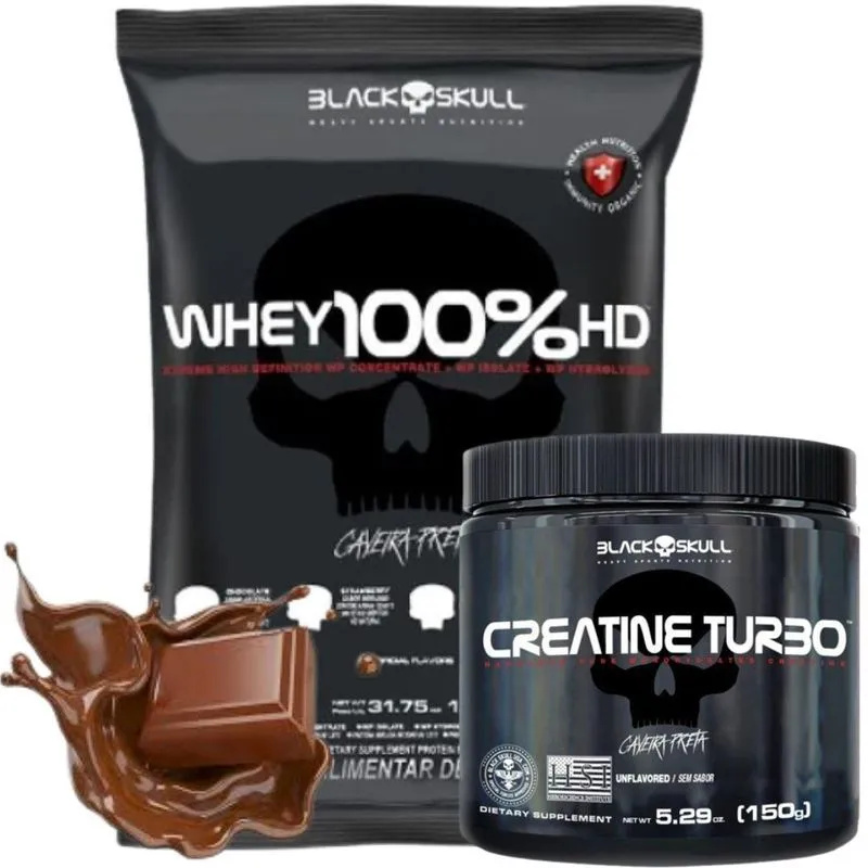 Kit Black Skull Whey 100% Hd + Creatina Turbo 150g