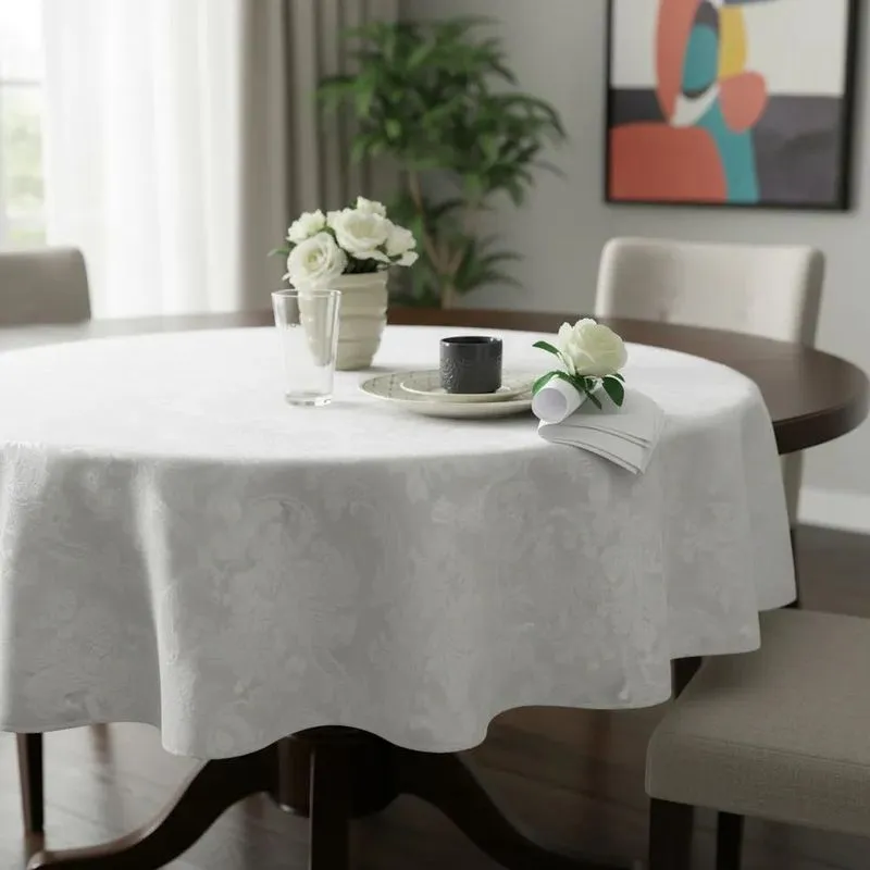 Toalha De Mesa Jacquard Redonda 4 Lugar Palha Avelã