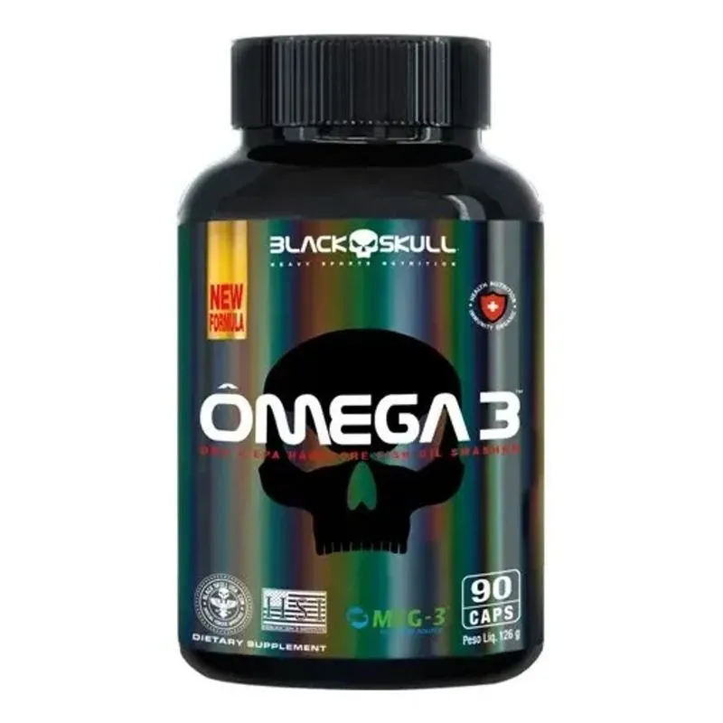 10x Ômega 3 Epa 975 Y Dha 651 Pote 90 Cápsulas Black Skull