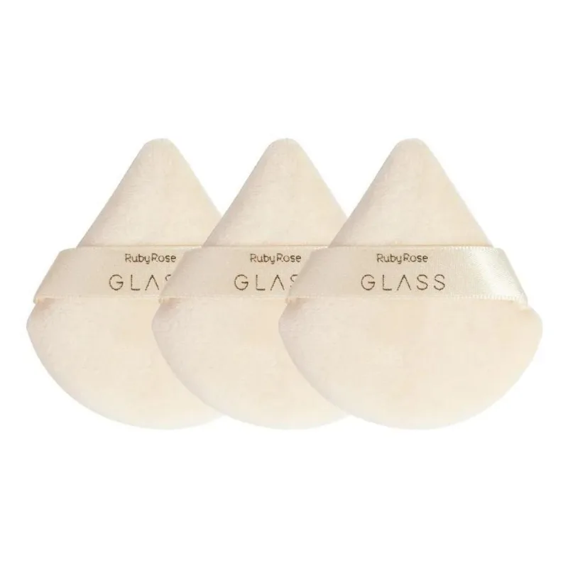 10x Kit 3 Esponja De Maquiagem Glass Ruby Rose Powder Puff
