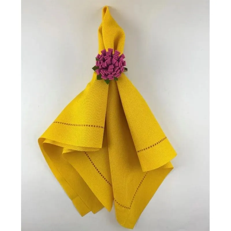 6 Guardanapos Oxford 40x40 Corte Laser Mesa Posta P Amarelo