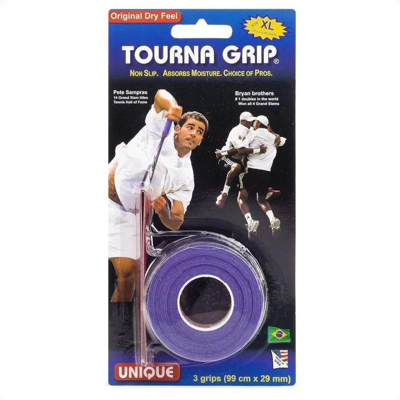 3x Overgrip Unique Tourna Grip Dry Azul Pack Com 3