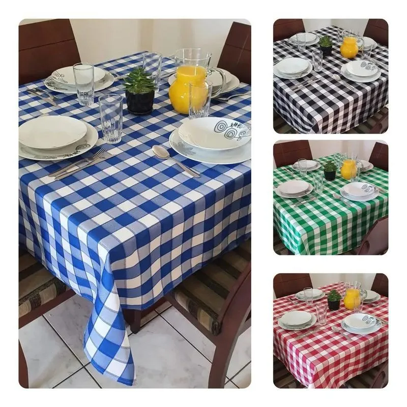 Toalha De Mesa Xadrez Retangular 1,50m X 1,40m 4 Luga Azul