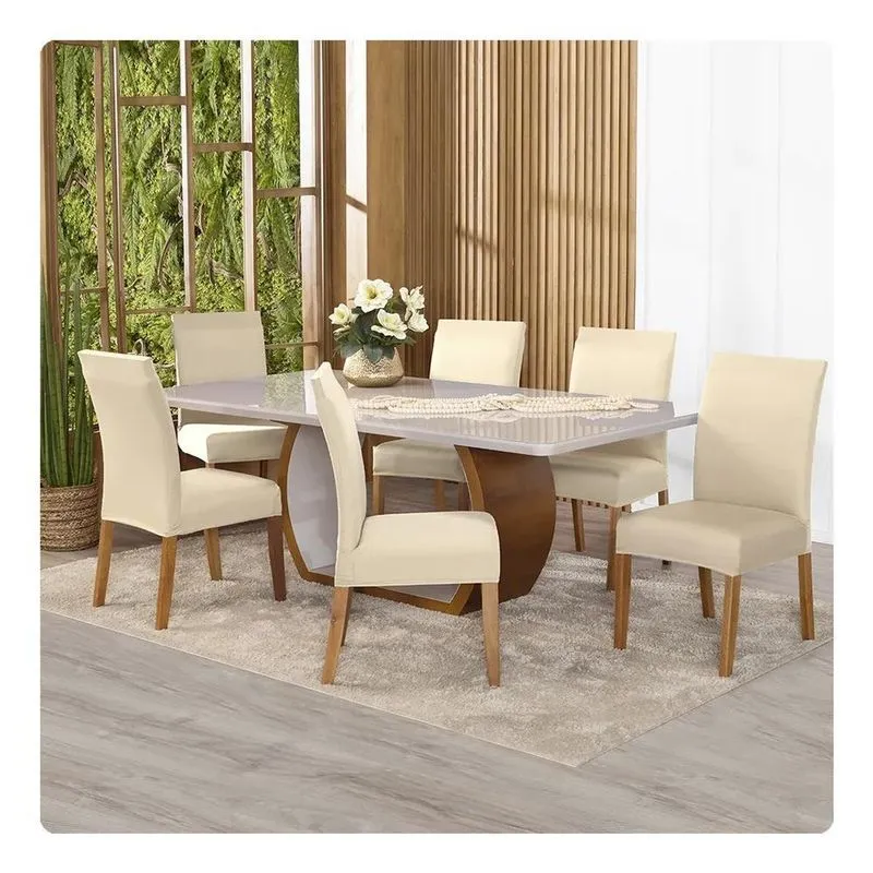 6 Capas De Cadeira Jantar Malha Gel Envio Ráp Palha