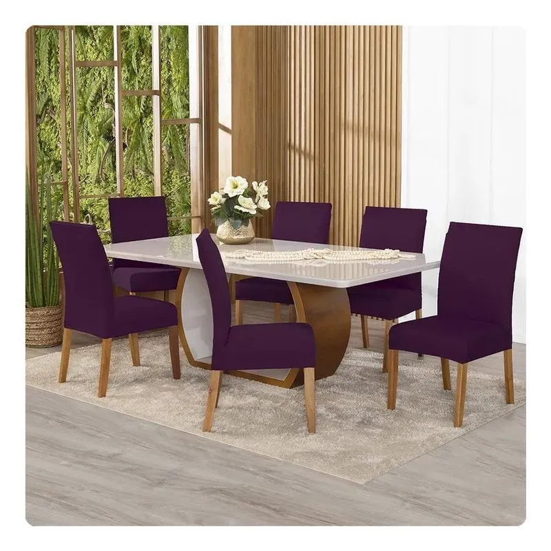 6 Capas De Cadeira Jantar Malha Gel Envio Rápi Roxo