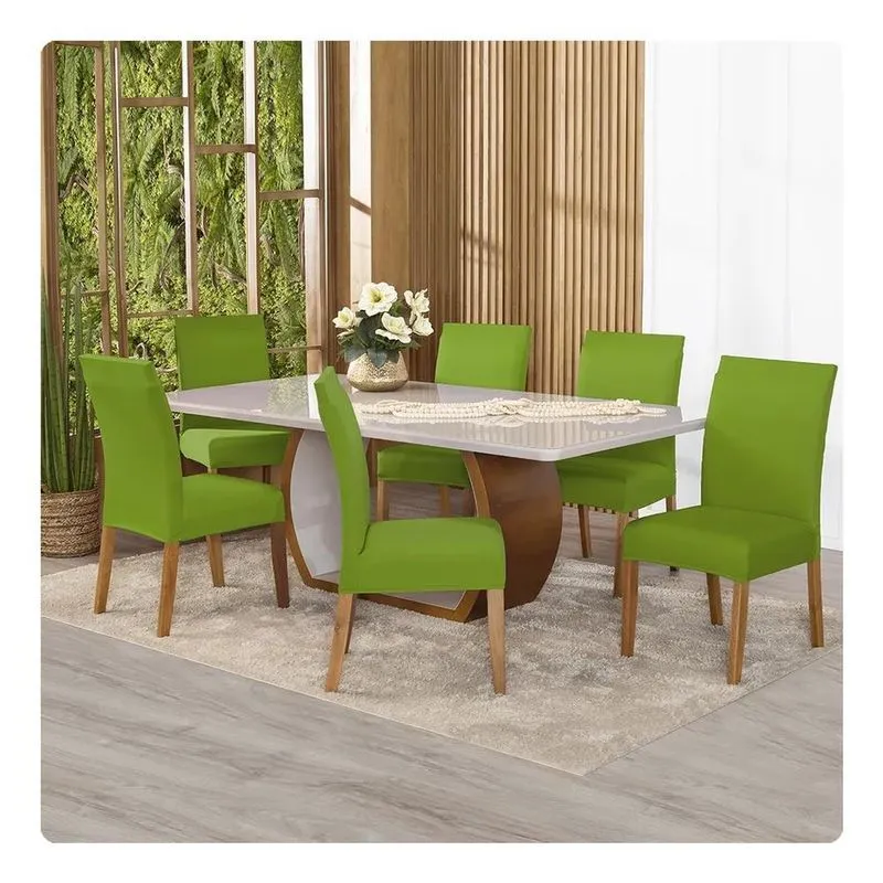 6 Capas De Cadeira Jantar Malha Gel Verde Pistache