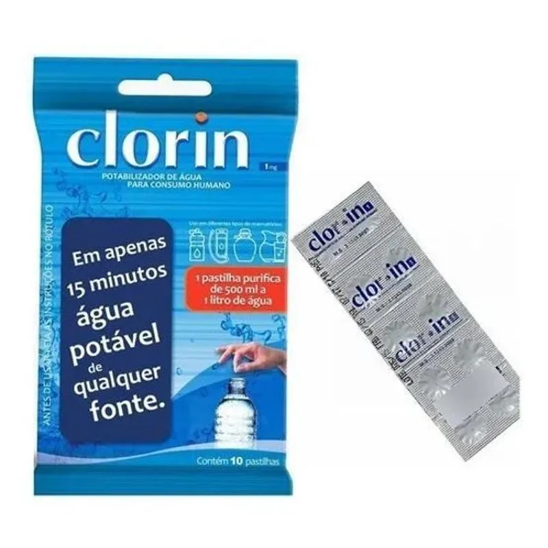 10x 6 Cartelas Pastilha 10 Cada Purificadora Clorin Água Po