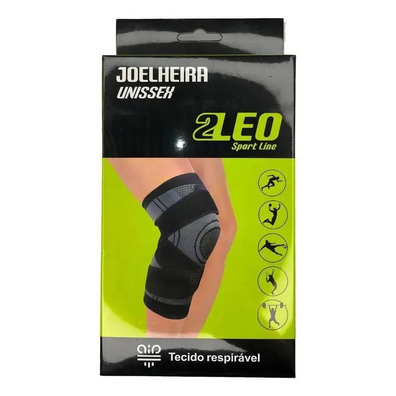 2x Joelheira Compressão Esportiva 2leo Sl001g Cor Preto/cinz