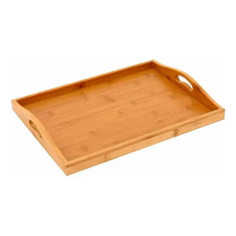 10x Bandeja Retangular Servir Café Da Manha 40x30cm Bambu C