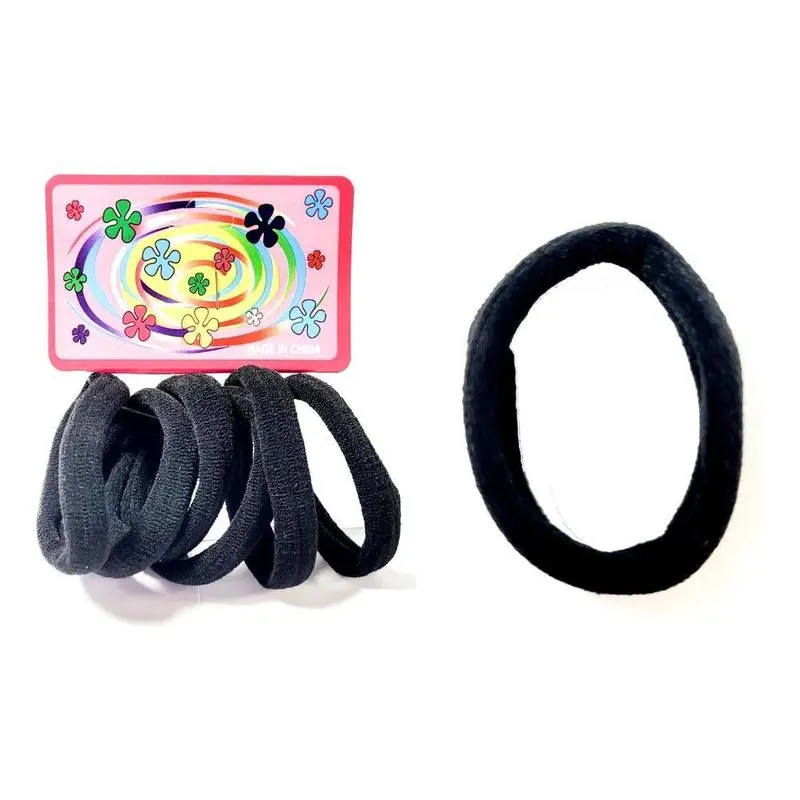 10x 6 Elástico Xuxa Pompom Liga Cabelo Meia Macio Liso Pret