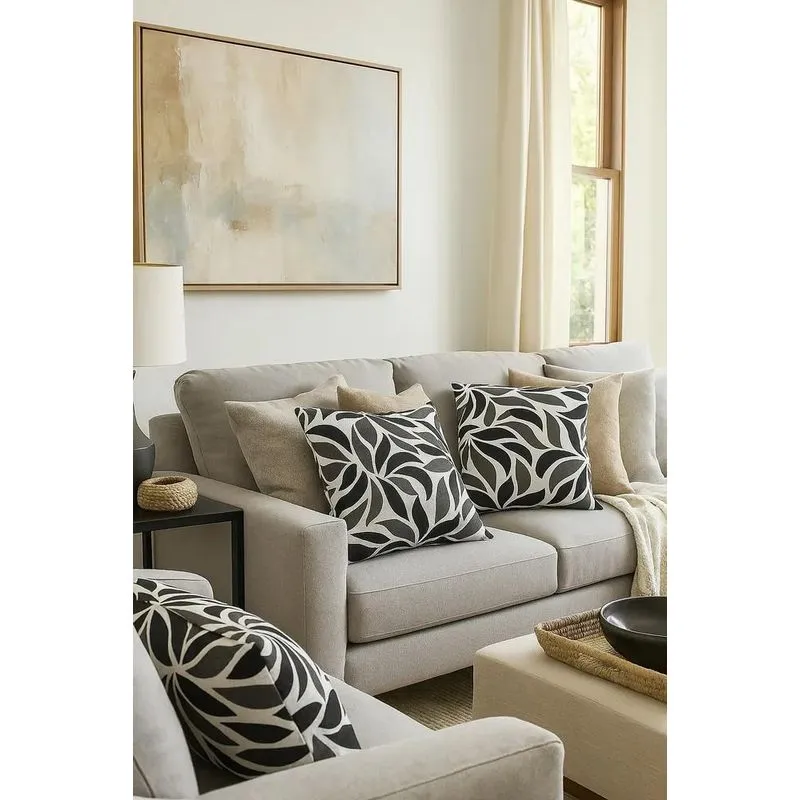 6 Capas Para Almofadas Estampadas Florais C Arabesco Cinza