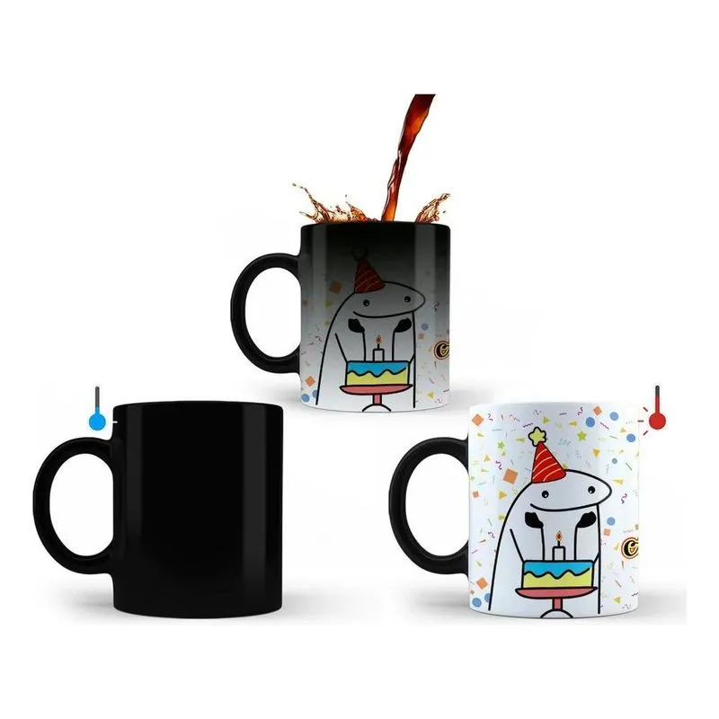 2x Caneca Mágica Flork Meme Presente Feliz Aniversário