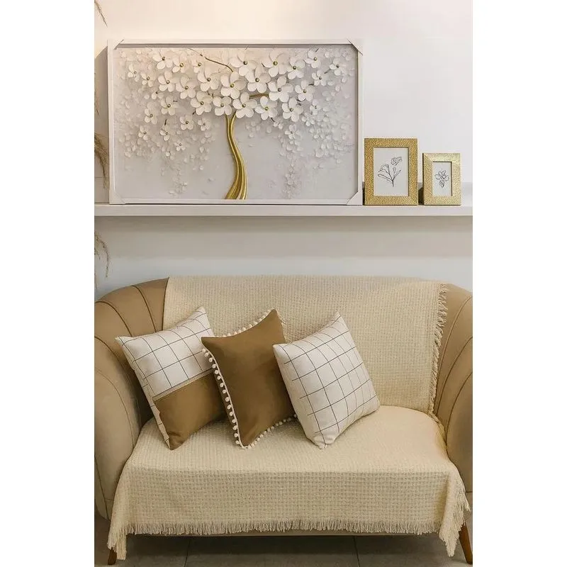 3 Capas De Almofada Minimalista Luxo Grid Poa Decoração