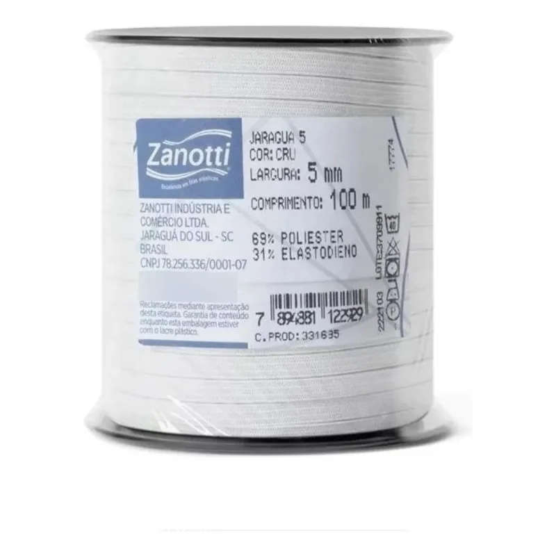10x Elastico Chato Zanotti 5mm Para Costura -100 Met