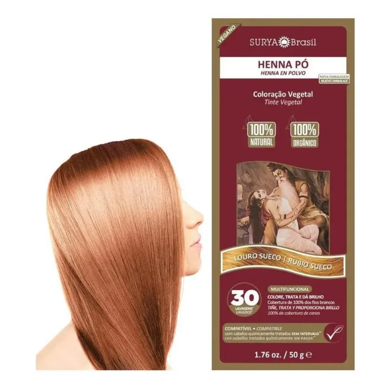 Tinte Surya Brasil Henna Henna Pó Tom Louro Sueco Para Cabel