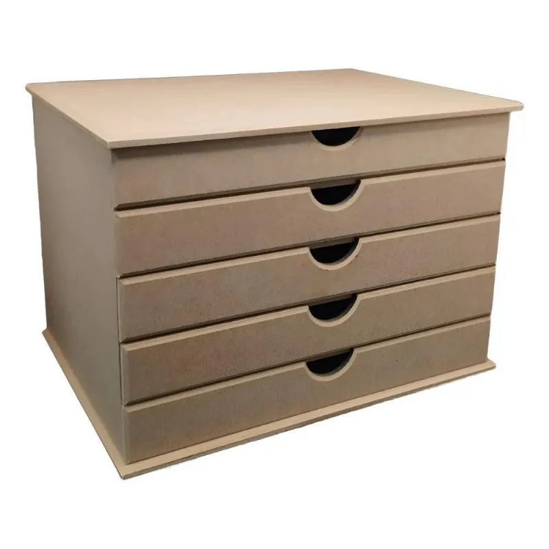 2x Caixa Gaveteiro Organizador Mdf 5 Gavetas Sulfite Documen
