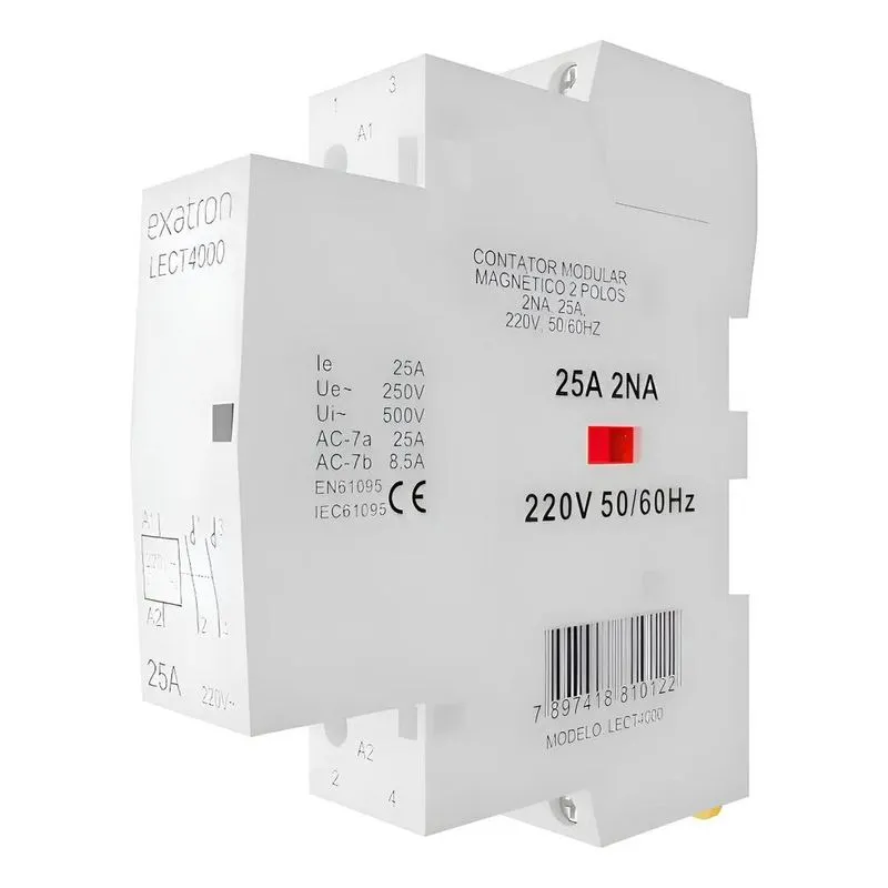 Contator Modular Bipolar 25A 2 Polos 2NA 220 Volts Contatora
