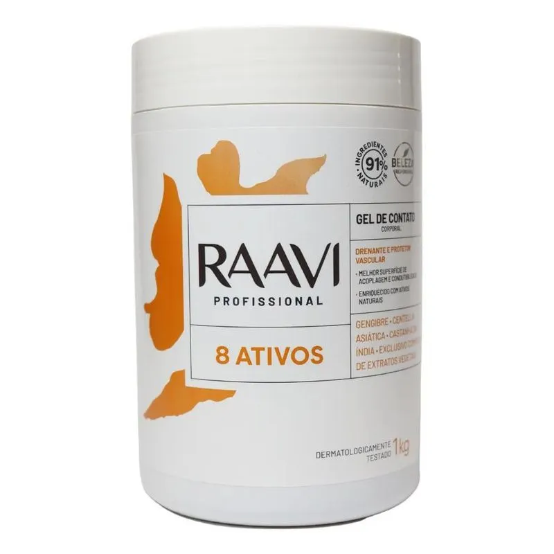 Gel De Contato Massagem Drenagem Corporal 8 Ativos Raavi 1kg